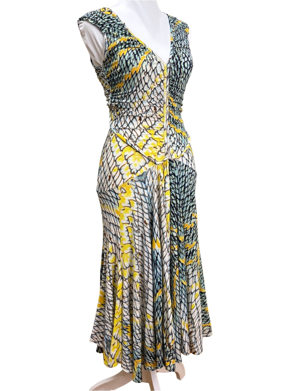 Just Cavalli Roberto Cavalli SS2008 Printed Ruched Corset Midi Dress Sz 40 - Picture 3 of 7
